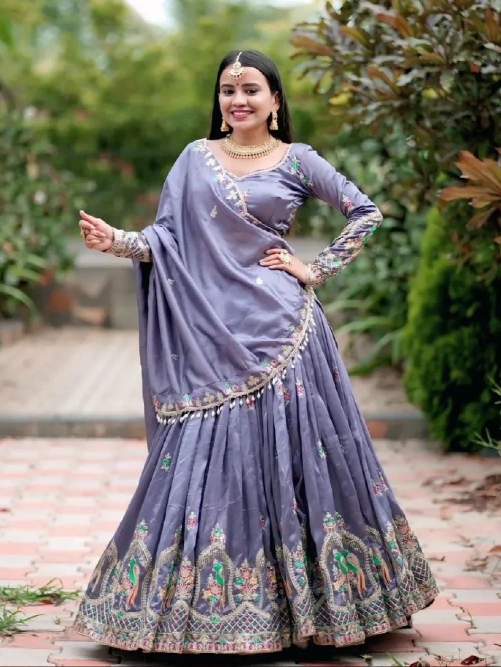 Purple Lehenga Set Indian Lehenga Choli for Wedding, Sangeet, Reception, Eid - Picture 6 of 7